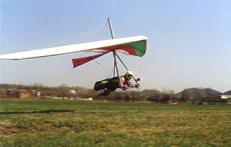  German hangglider is landing 