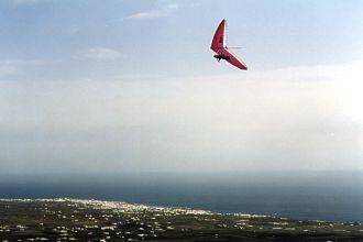  Moravian hangglider pilot above Lanzarote coast 