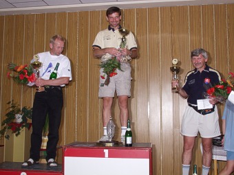  Winners of Podbrezova Cup - 1. Juraj Sladk� (in the middle), 2. Antti Nummelin (left), 3. Bohu� Koles�r (right) 