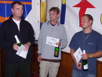  V�t�zov� kategorie Hobby - 1. Peter Borgula (uprost�ed), 2. Peter Vyparina (vpravo) a Mat�� �kvarka (vlevo) 