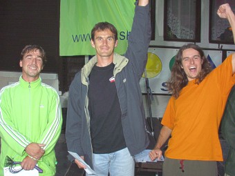 Vítězové celkového pořadí - zleva Václav Motyčka, Michal Orolin a Karel Charlie Vejchodský