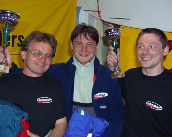  V�t�zov� z�vodu - Dalibor Carbol (uprost�ed), Mirek St�hula (vlevo) a Anton�n Pallas (vpravo) 