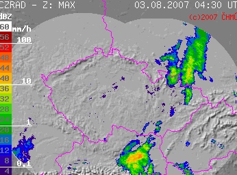  Aktu�ln� pohyb obla�nosti nad �R 